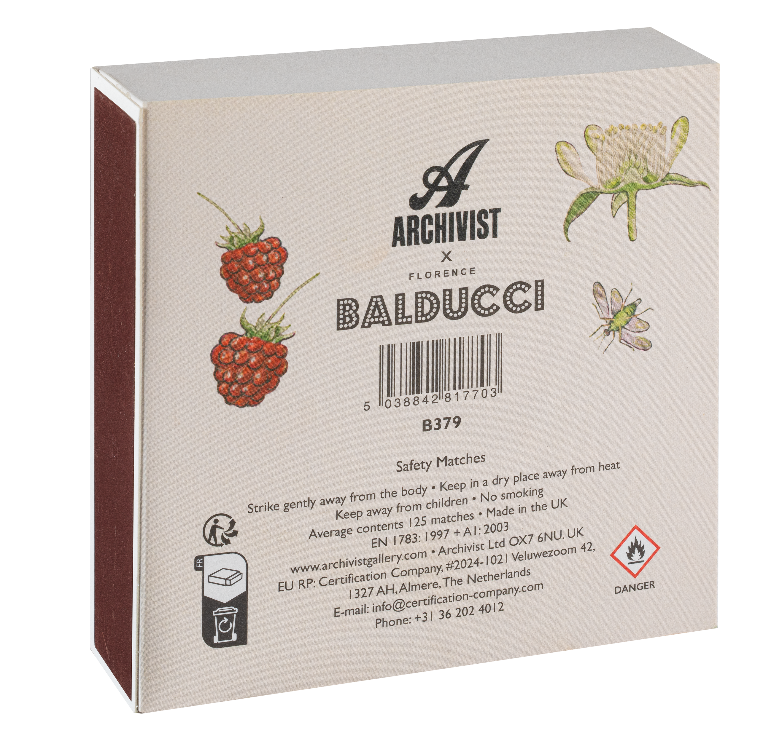 Rose Framboise Matches | Square Matchboxes