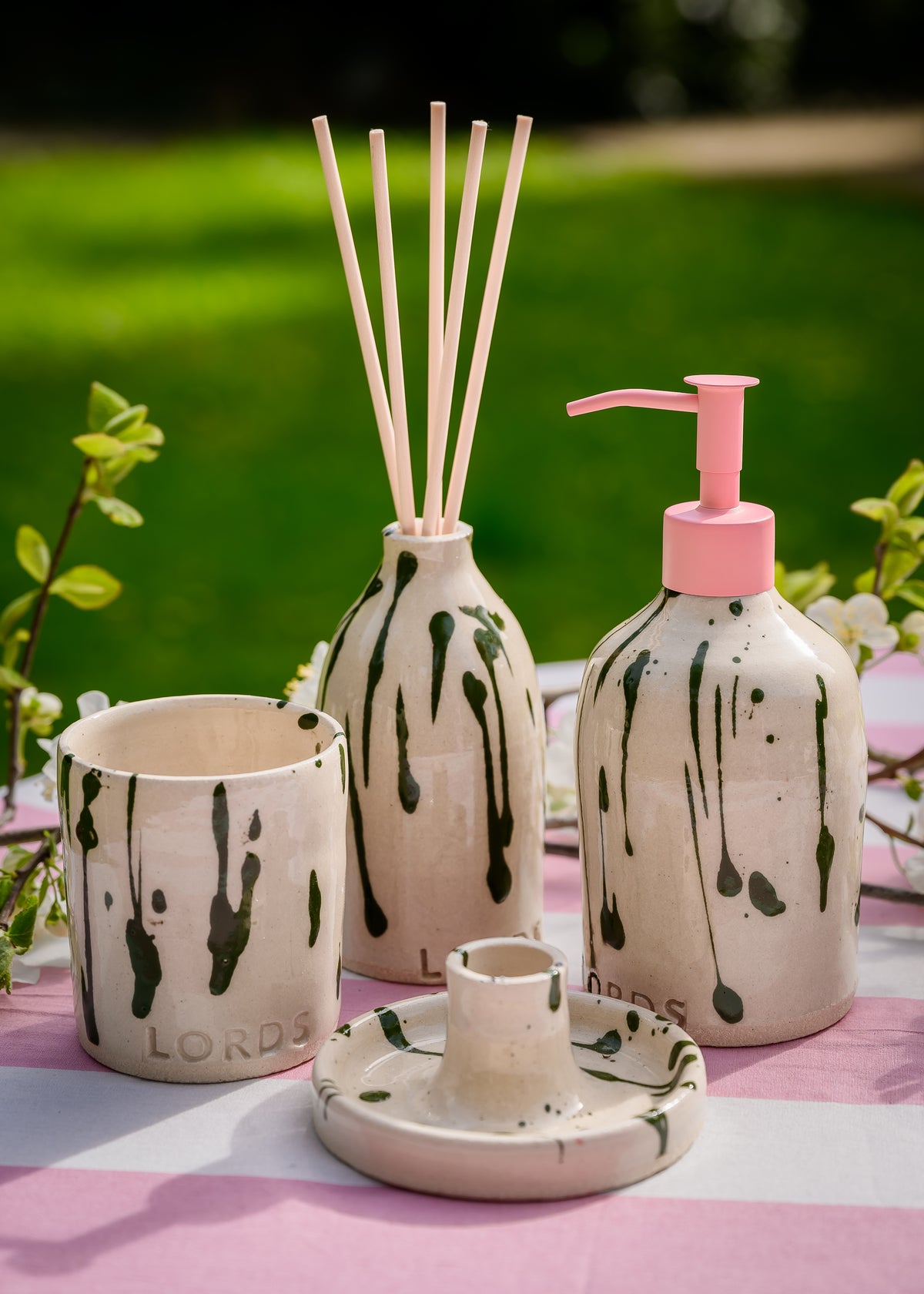 Green Drippy Ceramic Candle