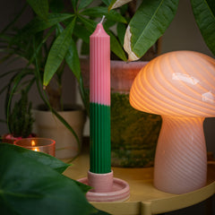Tall drippy candle & ceramic holder set